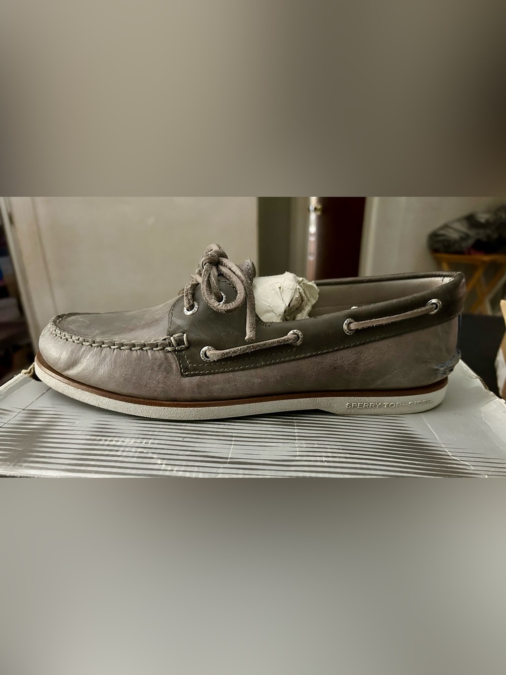 Sperry Men’s Grey Leather Boat Shoes